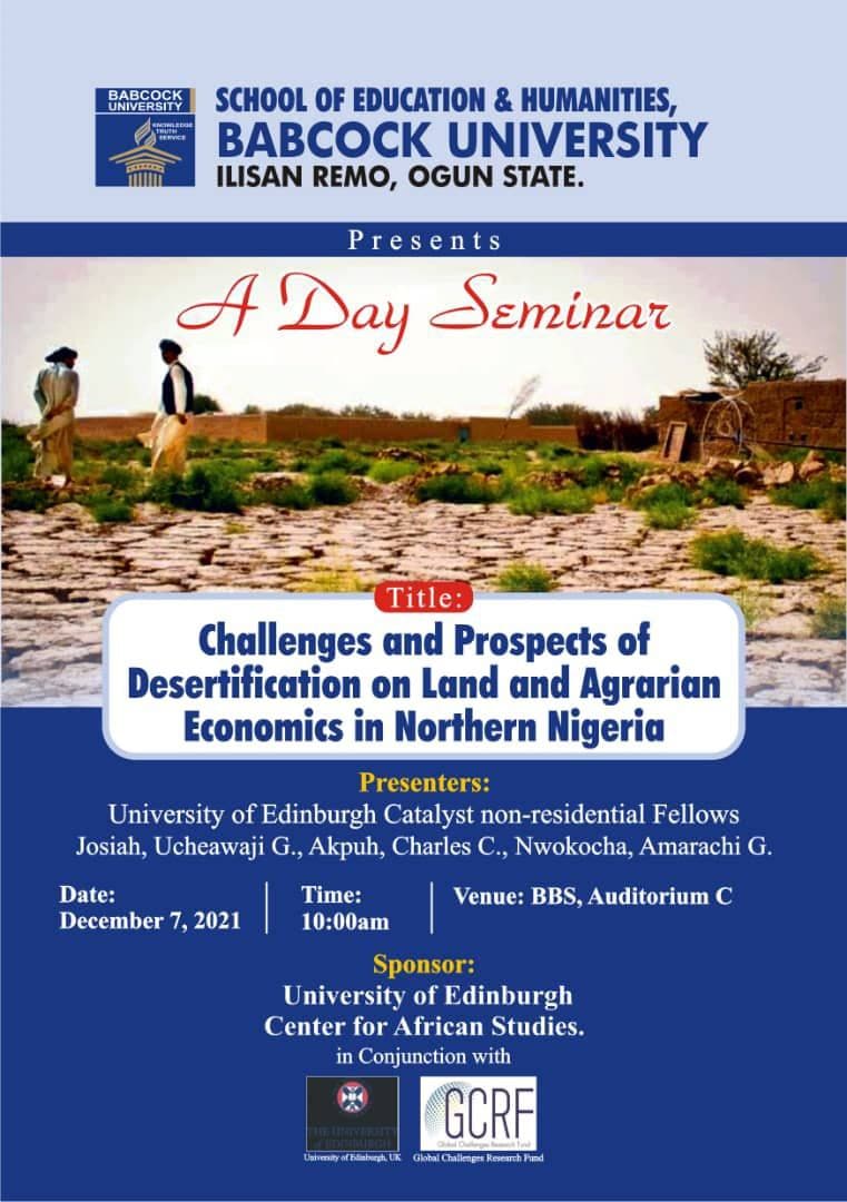 Seminar: Challenges and Propsects of Desertification on Land and Agrarian Economies in Northern Nigeria