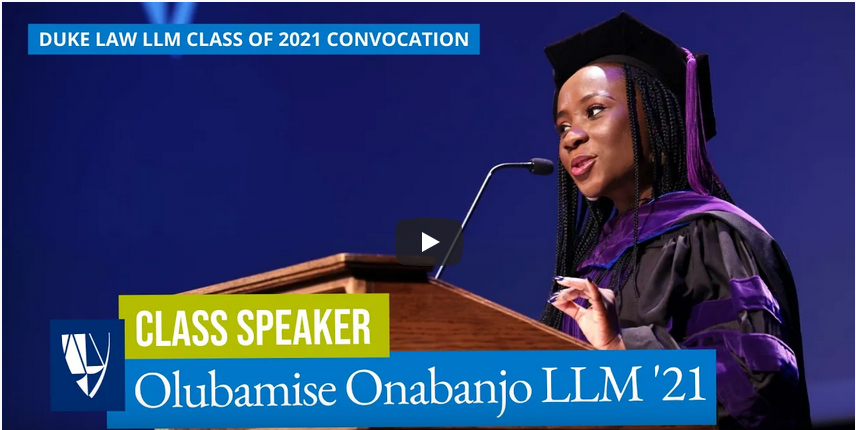 Babcock Law Alumna Excels, Selected as class convocation speaker at Duke University
